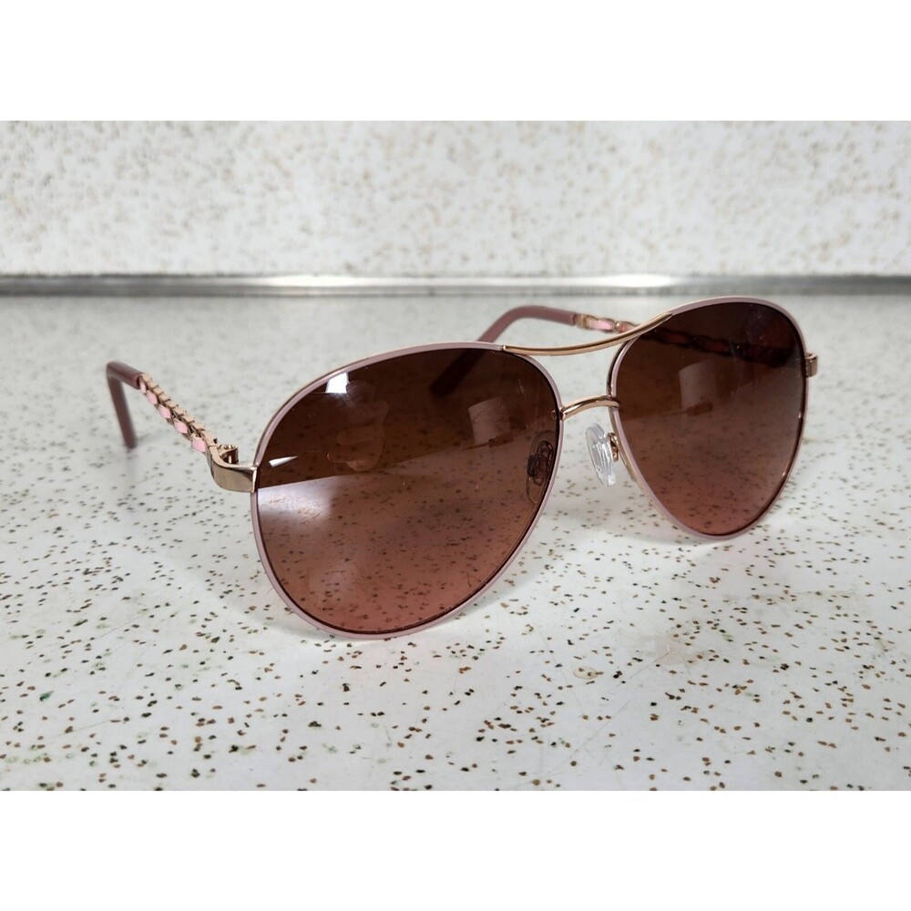Tahari Aviator Sunglasses Rose Gold Nude Brown Gradient Lens TH649 RGDBL